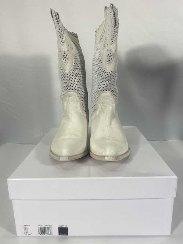 RANCH BOOTS IVORY LEATHER - re:vita
