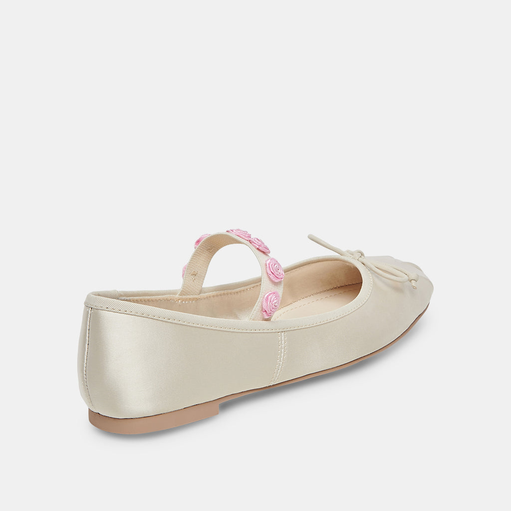 LILLY BALLET FLATS IVORY MULTI SATIN - image 5