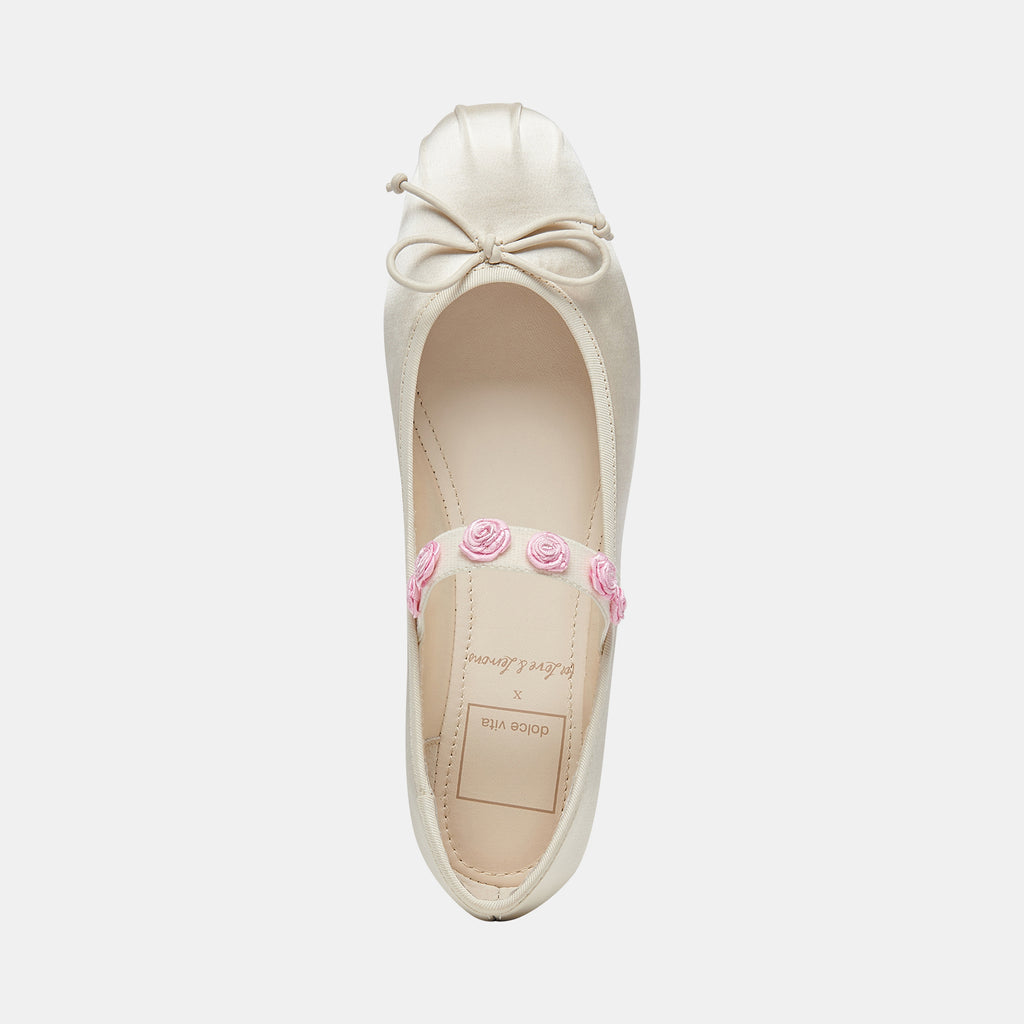 LILLY BALLET FLATS IVORY MULTI SATIN - image 13